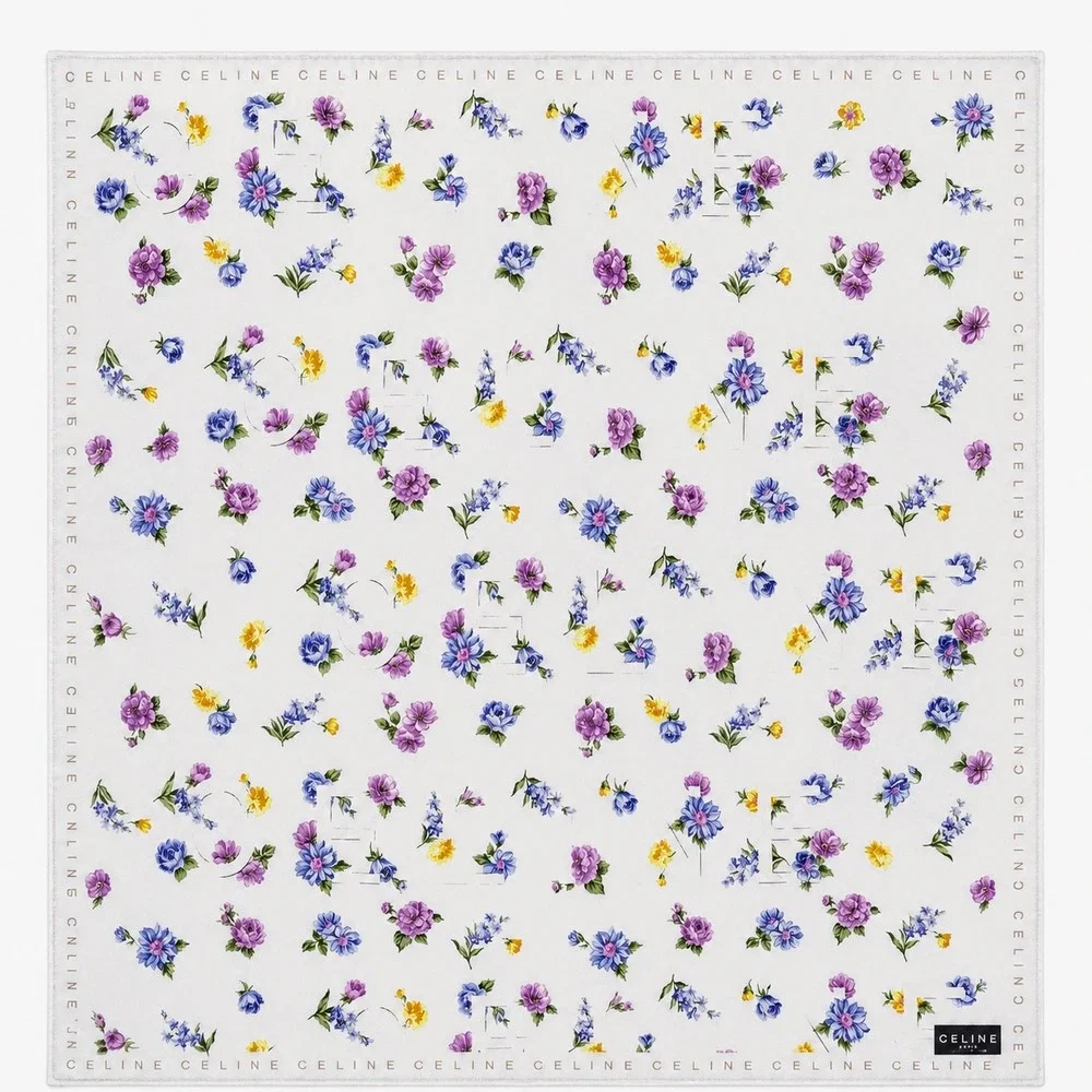 Rare Vintage Celine Square Scarf in a Floral Print /Celine Original Box Included